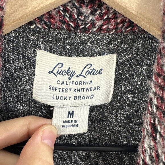 Lucky Lotus Lucky Brand Waterfall Wool Blend Knit Cardigan Sweater Womens M - Picture 3 of 13